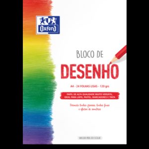 Oxford Dibujo Escolar Bloc Encolado A4 - Tapa Blanda/Contratapa Rigida - 24 Hojas 120gr - Papel Liso