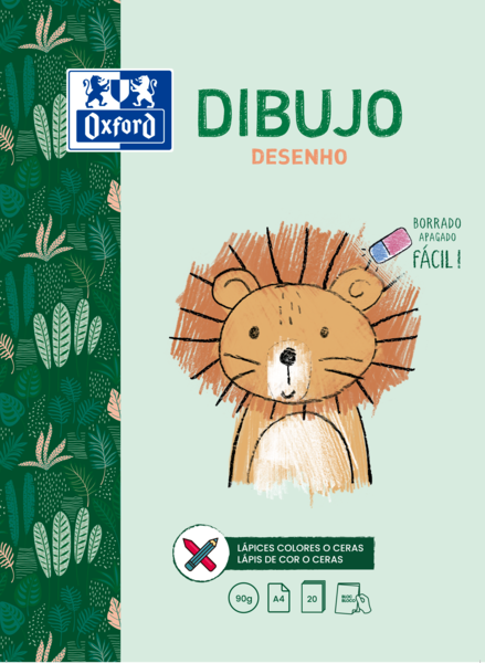 Oxford Dibujo Infantil/Ocio - Bloc Encolado A4 - Tapa Blanda/Contratapa Rigida - 20 Hojas 90gr