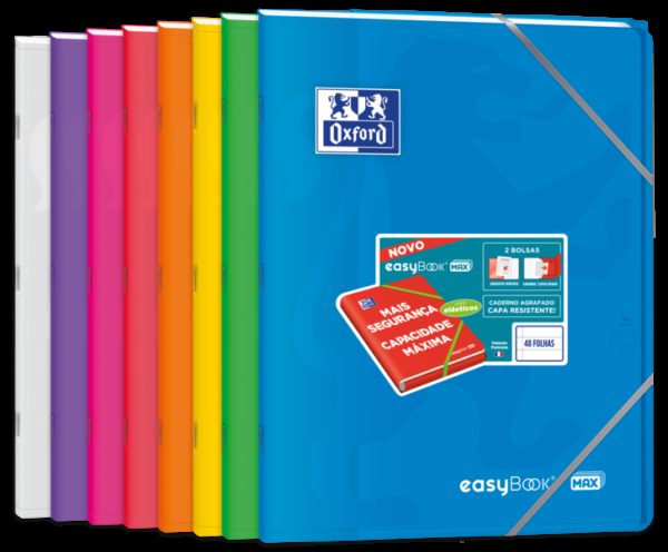 Oxford Easybook Max A4 Libreta Grapada - Tapa de Plastico Resistente - 1 Linea con 2 Margenes - 48 Hojas de Papel de Alta Calidad
