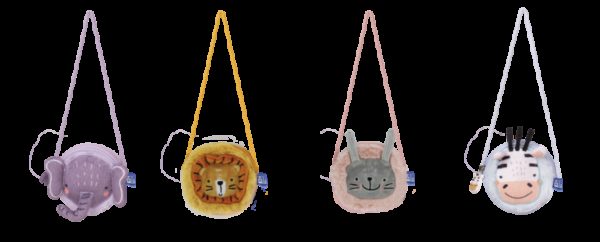 Oxford Kids Bolsito Infantil de Tacto Suave Peluche - Ideal para Niños Pequeños - Diseño de 4 Animalitos - Textura Suave y Agradable - Colores Surtidos