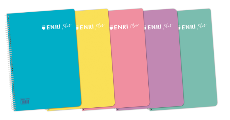 Enri Plus 4º Cuaderno Espiral 4x4 - Tapa de Plastico - 80 Hojas 90gr - Colores Surtidos