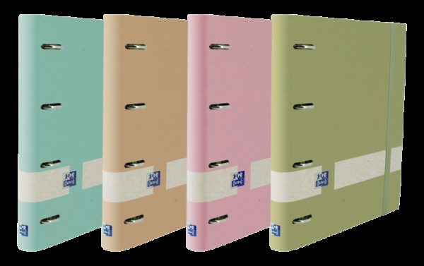 Oxford Nature Europeanbinder A4+ Tapa Extradura 4x35 Surtido con Recambio Pastel 5x5 - Carpeta Ecologica con Tapa Dura - Incluye Recambio de Hojas Pastel