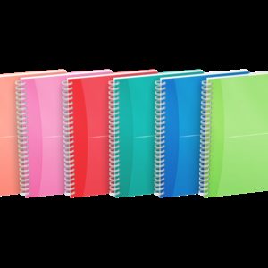 Oxford Office My Colours Cuaderno Espiral A5 - Tapa de Plastico Resistente - Espiral Doble para Mayor Durabilidad - Cuadricula 5x5 Ideal para Matematicas - 90 Hojas de Alta Calidad - Colores Surtidos