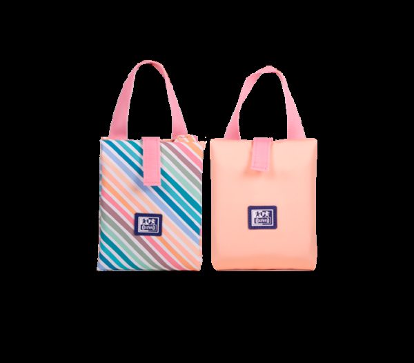 Oxford Porta Alimentos Reutilizable con Asa Colorblock - Poliester Reciclado RPET - Libre de Bpa - Conveniente y Ecologico