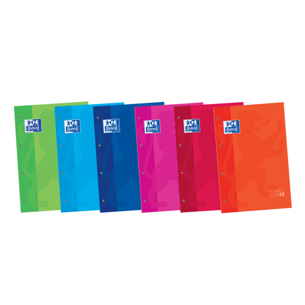 Oxford School Classic Cuaderno de Recambio - Tamaño A4 - Tapa Blanda - Encolado - Cuadricula 5x5 - 80 Hojas - Colores Surtidos