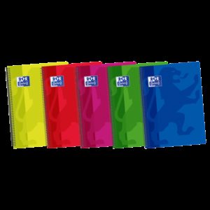 Oxford School Classic Cuaderno Espiral - Tapa de Plastico - Folio - Pauta 2.5 con Margen - 80 Hojas - Colores Surtidos