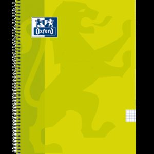 Oxford School Classic Cuaderno Espiral Tapa de Plastico Folio 4x4 - 80 Hojas - Margen 4x4 - Tamaño Folio - Color Lima