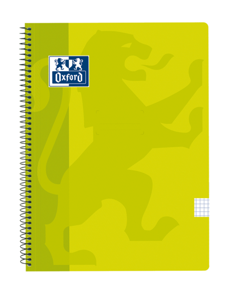 Oxford School Classic Cuaderno Espiral Tapa de Plastico Folio 4x4 - 80 Hojas - Margen 4x4 - Tamaño Folio - Color Lima