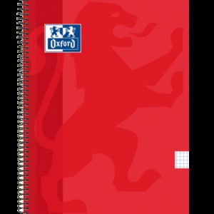 Oxford School Classic Cuaderno Espiral Tapa de Plastico Folio 4x4 - 80 Hojas - Tapa de Plastico - Color Rojo