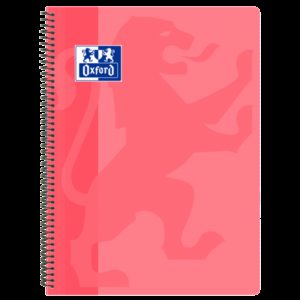 Oxford School Classic Cuaderno Espiral Tapa de Plastico Folio 4x4 - 80 Hojas - Tapa de Plastico - Cuadriculado 4x4 - Margen - Color Rosa Chicle