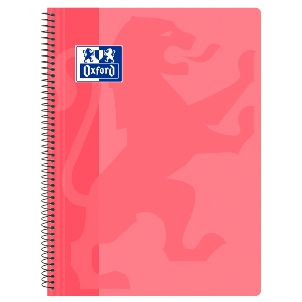 Oxford School Classic Cuaderno Espiral Tapa de Plastico Folio 4x4 - 80 Hojas - Tapa de Plastico - Cuadriculado 4x4 - Margen - Color Rosa Chicle