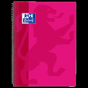 Oxford School Classic Cuaderno Espiral Tapa de Plastico Folio 4x4 - 80 Hojas - Margen - Ideal para Estudiantes - Color Fucsia