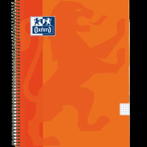 Oxford School Classic Cuaderno Espiral Tapa de Plastico Folio 4x4 - 80 Hojas - con Margen - Ideal para Estudiantes - Color Naranja