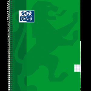 Oxford School Classic Cuaderno Espiral Tapa de Plastico Folio 4x4 - 80 Hojas - Ideal para Estudiantes - Resistente y Duradero - Color Verde