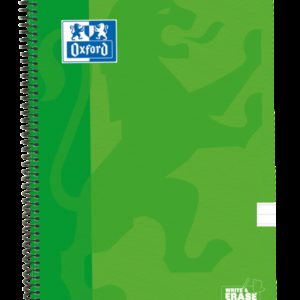 Oxford School Classic Cuaderno Espiral Tapa Extradura Write&Erase - Folio 1 Linea con Margen - 80 Hojas - Color Verde