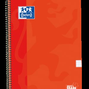 Oxford School Classic Cuaderno Espiral Tapa Extradura Write&Erase - Folio 4x4 con Margen - 80 Hojas - Color Naranja