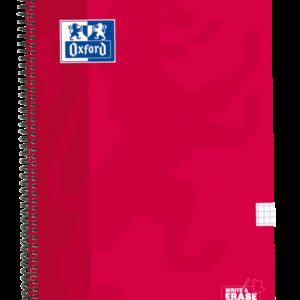 Oxford School Classic Cuaderno Espiral Tapa Extradura Write&Erase - Folio 4x4 con Margen - 80 Hojas - Color Rojo