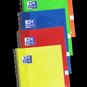 Oxford School Classic Cuaderno Espiral Tapa Extradura Write&Erase - Folio 4x4 con Margen - 80 Hojas - Colores Surtidos
