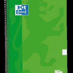 Oxford School Classic Cuaderno Espiral Tapa Extradura Write&Erase - Folio 4x4 con Margen - 80 Hojas - Color Verde