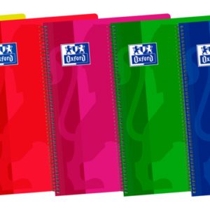 Oxford School Classic Fº Cuaderno Espiral - Tapa de Plastico - Pauta 3.5 con Margen - 80 Hojas - Colores Surtidos