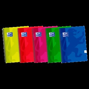 Oxford School Classic Fº Cuaderno Espiral - Tapa de Plastico Liso - 80 Hojas - Colores Surtidos