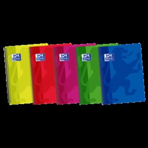 Oxford School Classic Fº Cuaderno Espiral - Tapa de Plastico Resistente - 1 Linea con Margen para Escribir Ordenadamente - 80 Hojas - Colores Surtidos