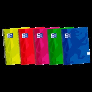 Oxford School Classic Fº Cuaderno Espiral - Tapa de Plastico Resistente - Cuadricula 5x5 con Margen - 80 Hojas - Colores Surtidos