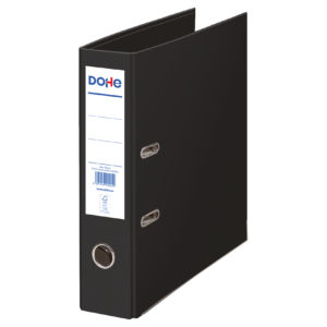 Dohe Archivador Ecofile Folio 320x285mm - Carton Rigido Forrado - Ollao, Rado, Tarjetero Adhesivo - Cantonera Metalica - Mecanismo de Palanca - Color Negro