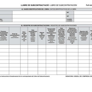 Dohe Libros de Subcontratacion Din A4 Apaisado - 10 Hojas Numeradas - Hojas Autocopiativas
