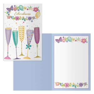 Dohe Tarjeta de Felicitacion - 11.5x17cm - Impresion a Todo Color - Estampaciones con Pelicula de Color - Estampacion en Seco - Papel Offset Blanco de 300gr - Incluye Sobre de Color