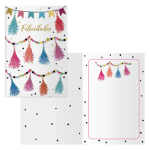 Dohe Tarjeta de Felicitacion de Cumpleaños - 11.5x17cm - Impresas a Todo Color - Estampaciones con Pelicula de Color - Estampacion en Seco - Papel Offset Blanco de 300 gr
