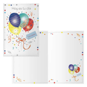 Dohe Tarjeta de Felicitacion de Cumpleaños - 11.5x17cm - Impresas a Todo Color - Estampaciones con Pelicula de Color - Estampacion en Seco - Papel Offset Blanco de 300gr - Incluye Sobre de Color