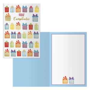 Dohe Tarjeta de Felicitacion de Cumpleaños - 11.5x17cm - Impresion a Todo Color - Estampaciones con Pelicula de Color - Estampacion en Seco - Papel Offset Blanco de 300gr - Incluye Sobre de Color