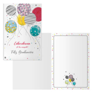 Dohe Tarjeta de Felicitacion de graduacion - 11.5x17cm - Impresion a Todo Color - Estampaciones con Pelicula de Color - Estampacion en Seco - Papel Offset Blanco de 300gr - Incluye Sobre de Color