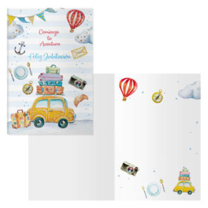 Dohe Tarjeta de Felicitacion de Jubilacion - 11.5x17cm - Impresion a Todo Color - Estampaciones con Pelicula de Color - Estampacion en Seco - Papel Offset Blanco de 300gr - Incluye Sobre de Color