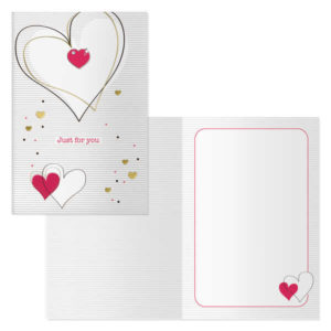 Dohe Tarjeta de Felicitacion de San Valentin - 11.5x17cm - Impresion a Todo Color - Estampaciones con Pelicula de Color - Estampacion en Seco - Papel Offset Blanco de 300gr - Incluye Sobre de Color