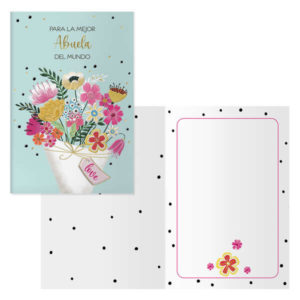 Dohe Tarjeta de Felicitacion para Abuela - 11.5x17cm - Impresion a Todo Color - Estampaciones con Pelicula de Color - Estampacion en Seco - Papel Offset Blanco de 300gr - Incluye Sobre de Color