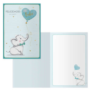 Dohe Tarjeta de Felicitacion para Nacimientos - 11.5x17cm - Impresas a Todo Color - Estampaciones con Pelicula de Color - Estampacion en Seco - Papel Offset Blanco de 300gr - Incluye Sobre de Color