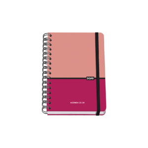 Dohe Agenda Escolar 2023/2024 Semana Vista - Cubierta de Carton Forrado - Espiral Doble Metalico Negro - Cierre con Goma Elastica Plana - Interior en Papel Offset de 80gr - 4 Hojas de Pegatinas Impresas