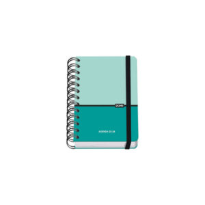 Dohe Agenda Escolar 2023/2024 Dia Pagina - Cubierta de Carton Forrado - Espiral Doble Metalico Negro - Cierre con Goma Elastica - Interior en Papel Offset 80g - 4 Hojas de Pegatinas