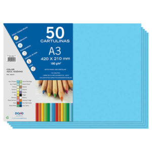 Dohe Cartulinas A3 - 50 Hojas - Gramaje de 180g - Color Azul