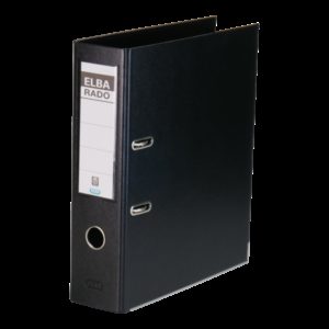 Elba Archivador Palanca Rado Plast A4 PVC - Resistente y Duradero - Capacidad para 80mm de Documentos - Tamaño A4 - Color Negro