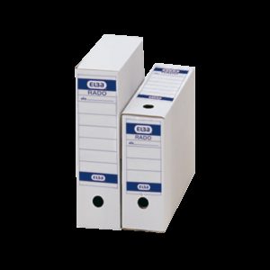 Elba Caja de Archivo Definitivo Folio - Resistente y Duradera - Tamaño Folio - Ideal para Organizar Documentos - Color Blanco y Azul