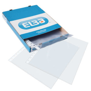 Elba Fundas Multitaladro Extra Caja de 100 Folio PP 105? - Resistente Polipropileno de 105? - Tamaño Folio - Transparente y Cristalino