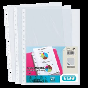 Elba Pack de 10 Fundas Multitaladro Standard Folio - Material de PP de 90? - Color Piel Naranja Transparente