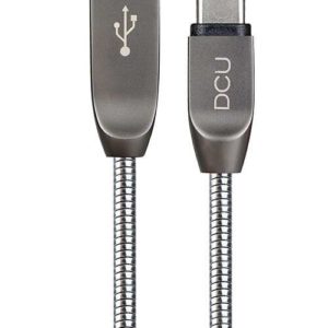 DCU Tecnologic Pure Metal Cable USB Tipo C a USB - Conector Reversible - Carga Rapida 2.1A - 1m - Color Metal