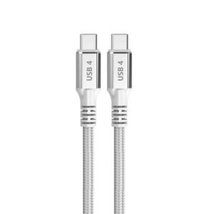 DCU Tecnologic Cable USB 4 Tipo C a USB Tipo C - 1.5m - Carga Rapida de 240W y Transferencia de Datos de 40G - Color Blanco