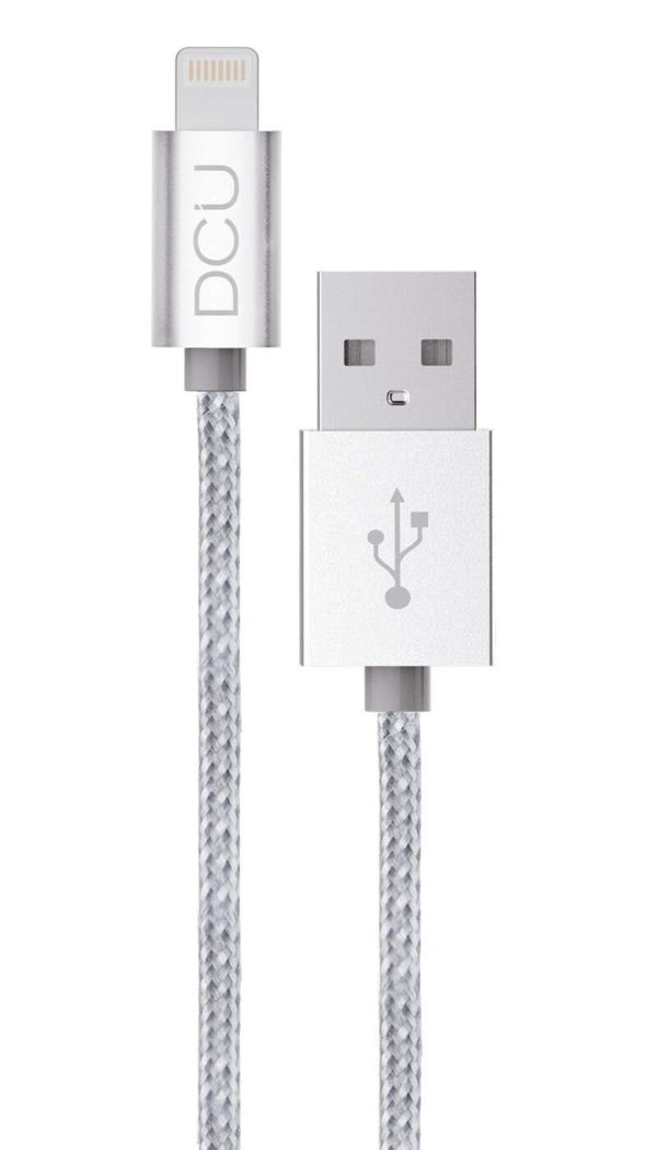 DCU Tecnologic Cable Lightning C89 - Conector USB 2.0 de Aluminio - Conductor de Cobre - Color Plata