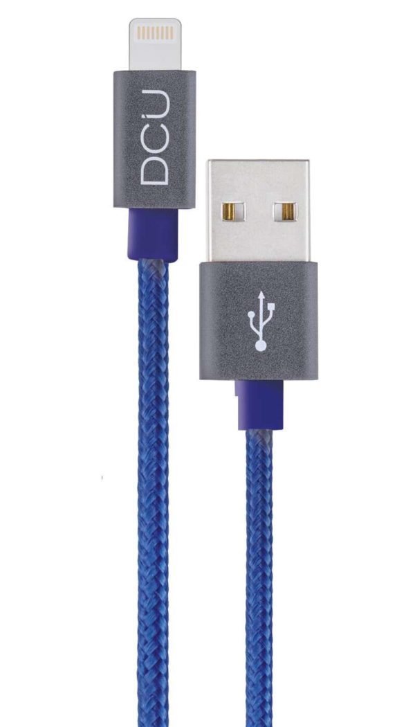 DCU Tecnologic Cable Lightning - 2m - Carga y Sincroniza tus Dispositivos Apple de Forma Rapida y Segura - Color Azul