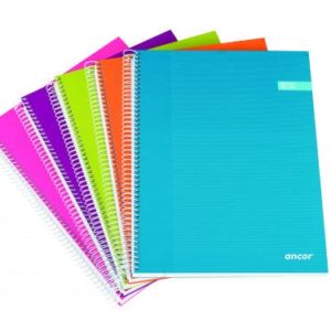Ancor Classic Stripes Cuaderno Espiral Tamaño A4 Cuadriculado 5x5mm - 120 Hojas 70gr - Tapa Dura de Carton Plastificado - Colores Surtidos
